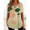 Summer Women's Casual V-neck Short Sleeved T-shirt Strawberry Flowers 3D Printing Fashionable Comfortable Breathable Loose Sports Versatile T-shirt