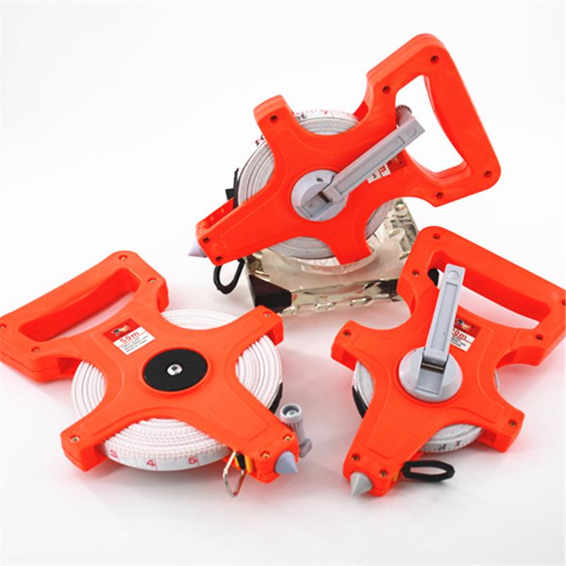 

Hand-Held PVC Steel Tape Measure, Red Frame, 30m/50m/100m, Crank Handle Small frame 20m (Box of 24/48)