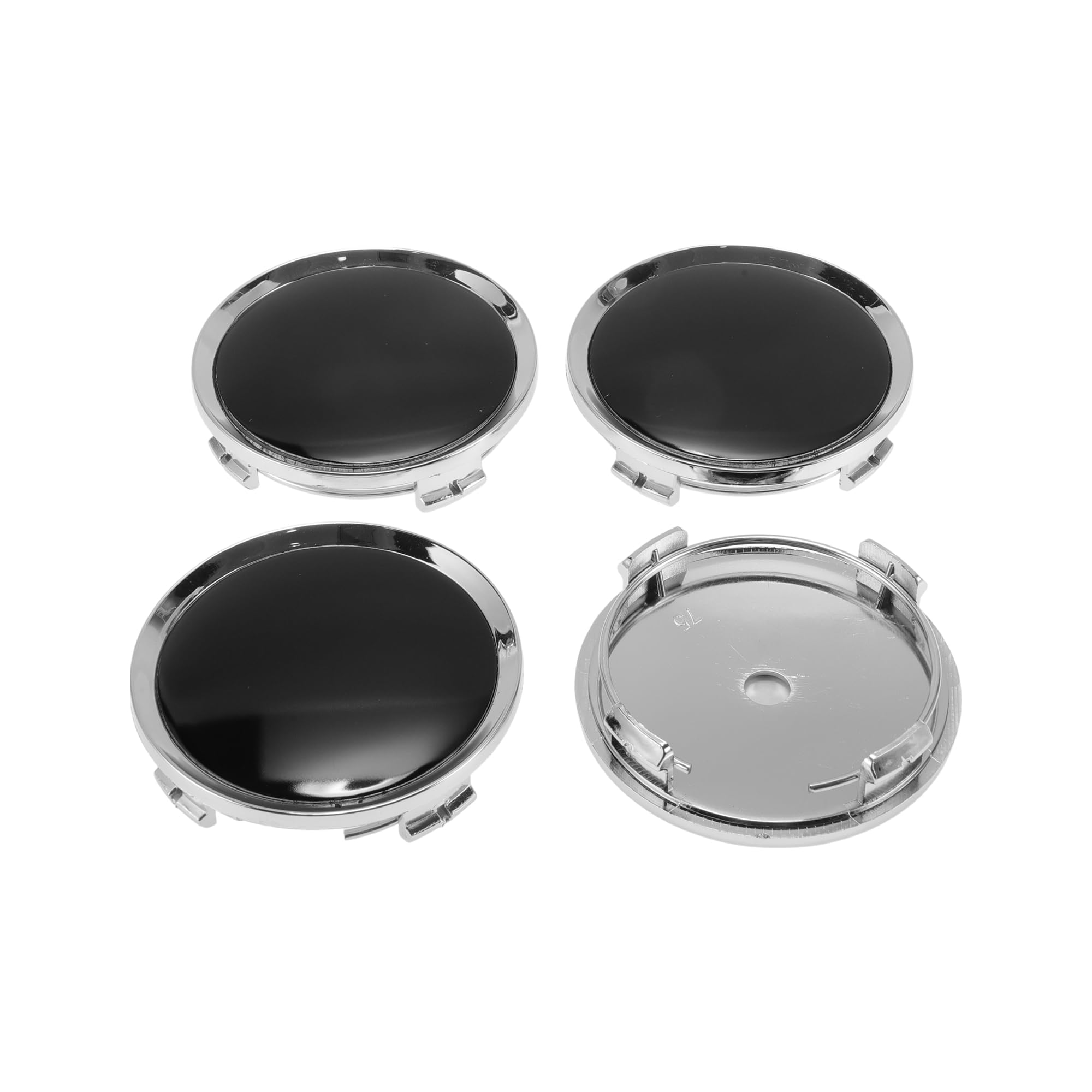

ACROPIX 4-Piece Wheel Center Caps, Hub Caps, Rim Center Caps, 70mm 75mm, Silver Tone Plastic, 4 Clips