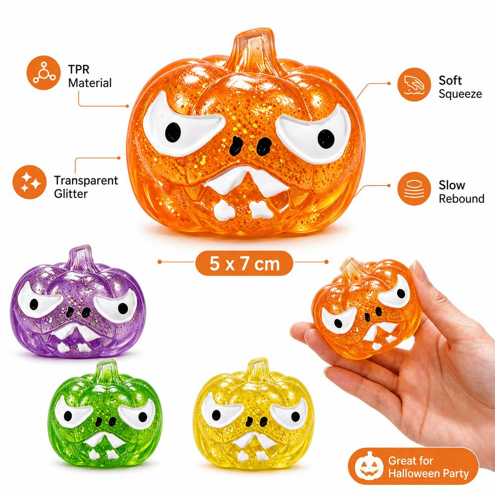 TPR Halloween Dumplings Squeeze Toy Devil Pumpkin Stress Relief Sensory Ball Stress Relief