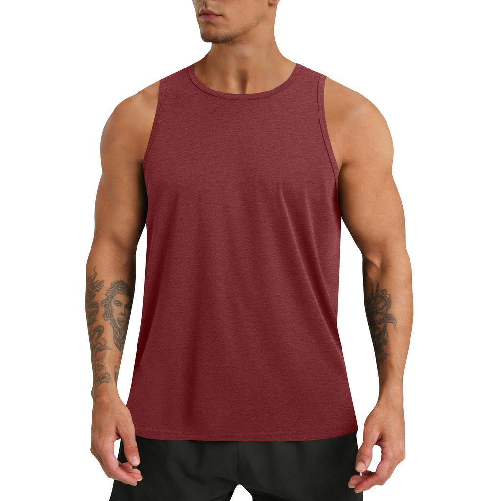 Men's Round Neck Sleeveless Top Men's Fitness Quick-Drying Sports Vest