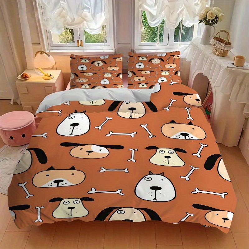3pcs Dogs, Bones Bedding Set, Breathable and Soft, Suitable for All Seasons, Ideal for Home Use, Suitable for Bedroom Decor 21163