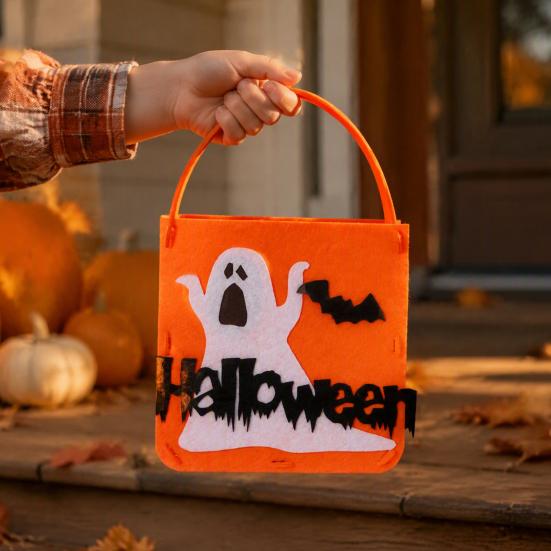 Decorative Festival Display Props Halloween Felt Trick or Treat Bags, Cartoon Owl Bat Devil Pumpkin Kids Theme Party Souvenir Pouches Handheld