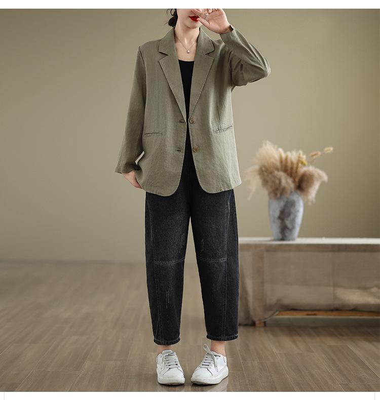 [In Stock] 2025 Spring Artistic Loose Lapel Long Sleeve Women's Suit Jacket