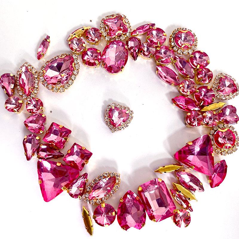Mixed 50-Piece Crystal Claw Chain Set for DIY Wedding Dress & Headdress Accessories