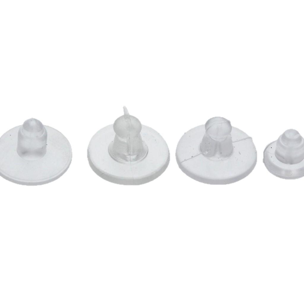 Transparent Round Silicone Ear Studs and Bullet Ear Caps for DIY Jewelry Accessories