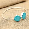 Blue Chalcedony  Bracelet 925 Sterling Silver Handmade Lab-Created Jewelry For Anniversary Gift