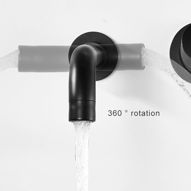 ELLEN Moderner Messing Wandmontierter Badezimmerwaschbeckenhahn Wandwaschbecken Schwenkbarer Auslauf Badewannenmischer Wasserhahn Kran Antik Bronze Finish ELK202