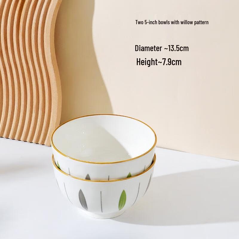 HANDUNYOU 5-inch Willow Pattern Rice Bowls (Set of 2)