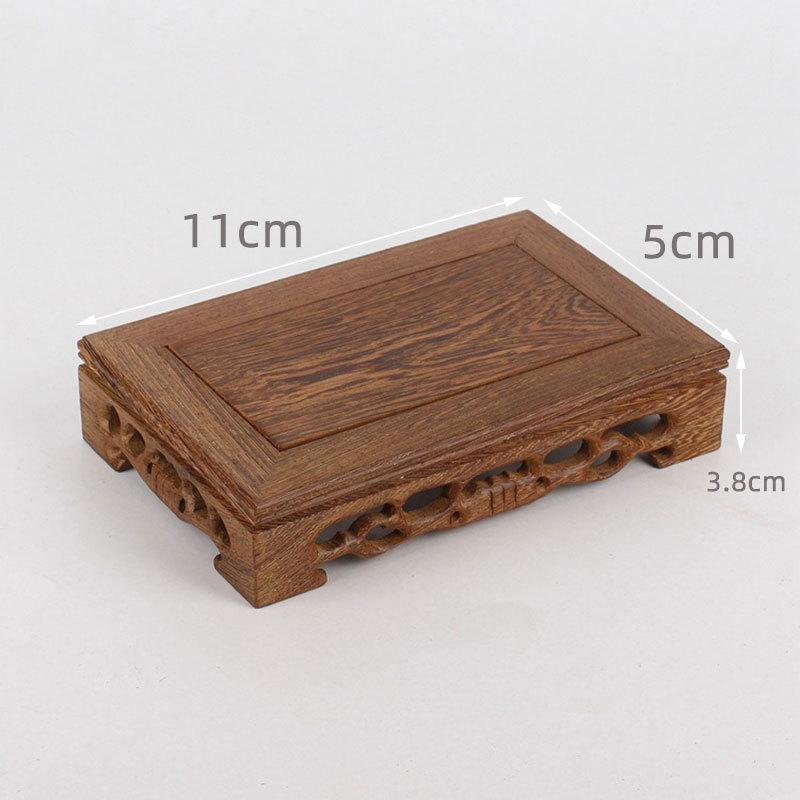 Retro Engraving Wooden Tea Tray Teapot Bases Bonsai Buddha Stand Fish Tank Pedestal Wooden Flowerpot Base Furniture Home Decor
