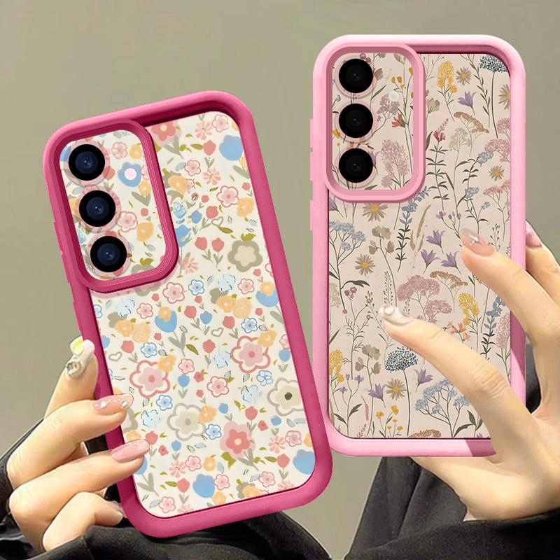 Pastoral Wildflower Case For Samsung S26 S25 Ultra S24 S23 S22 S21 FE A18 A54 A55 A16 A26 A36 A56 A17 A27 A37 A57 5G Shockproof Bumper Cover