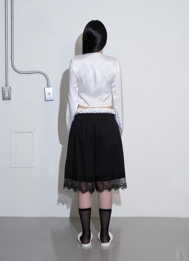 MLK Logo Satin Lace Pants (Black)