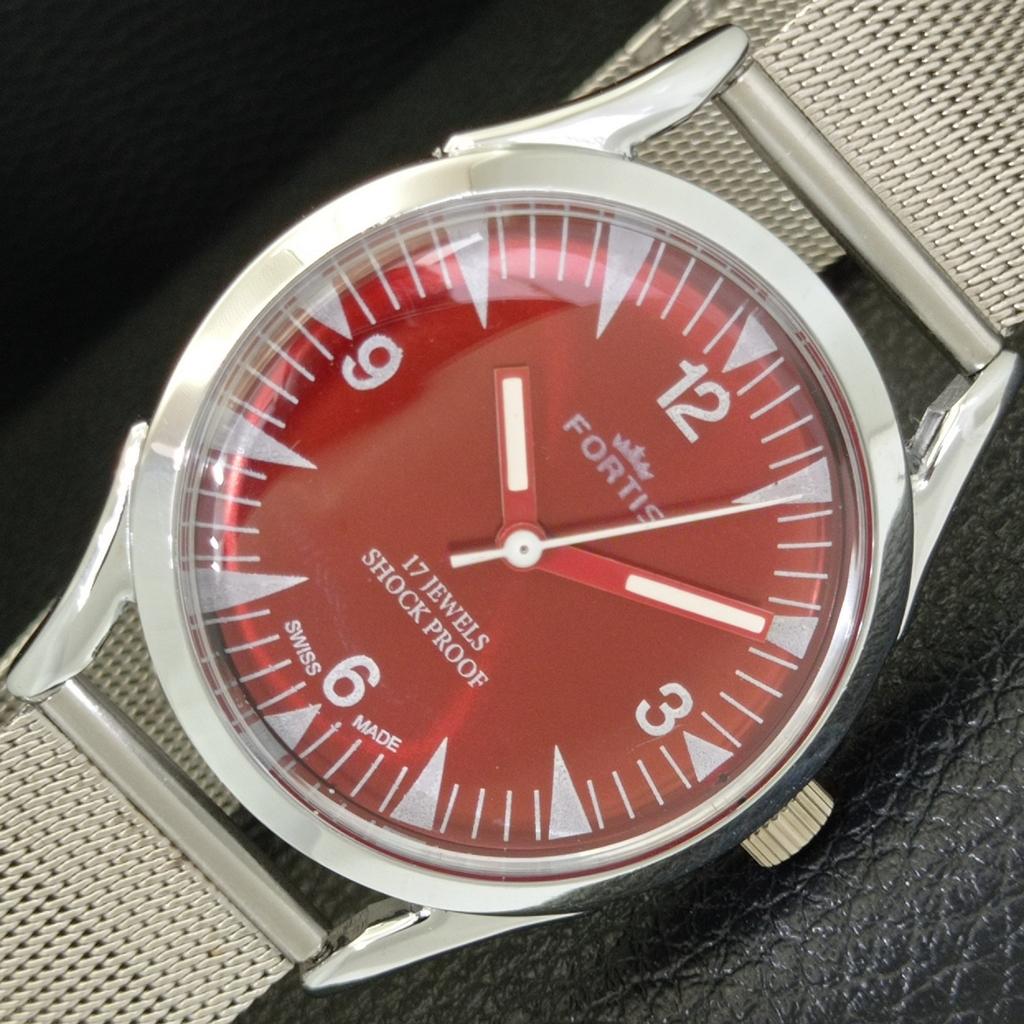 

ШВЕЙЦАРСКИЕ МУЖСКИЕ ВИНТАЖНЫЕ ЧАСЫ С РУЧНЫМ ЗАВОДОМ, ВОССТАНОВЛЕННЫЕ, ЦИФЕРБЛАТ КРАСНОГО ЦВЕТА a701021-5 R205a-a701021