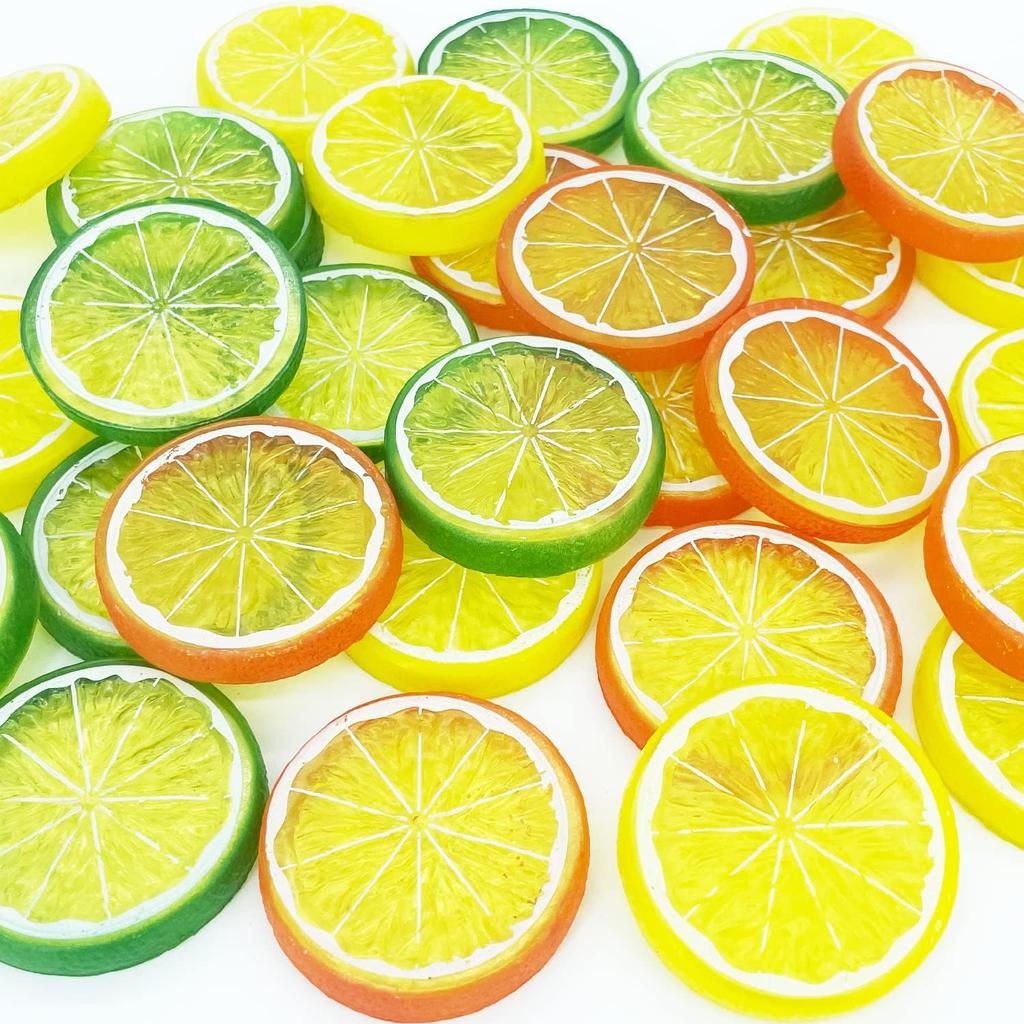 6 Artificial Lemon Slices Blocks Props Simulation Fake Fruit Realistic Model Party Home Kitchen Restaurant Christmas Decoration