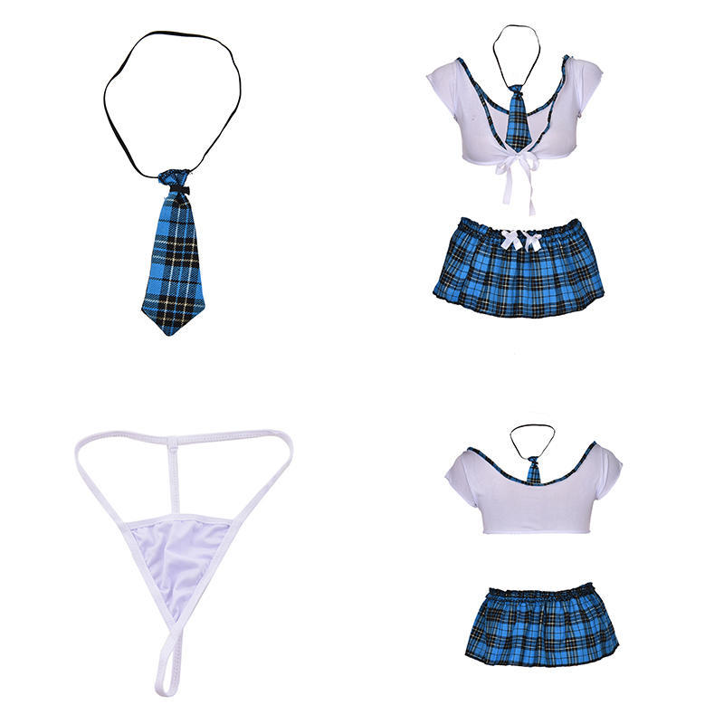 Women School Girl Uniform Costume Lingerie Halloween Sexy Fancy Dress Outfit