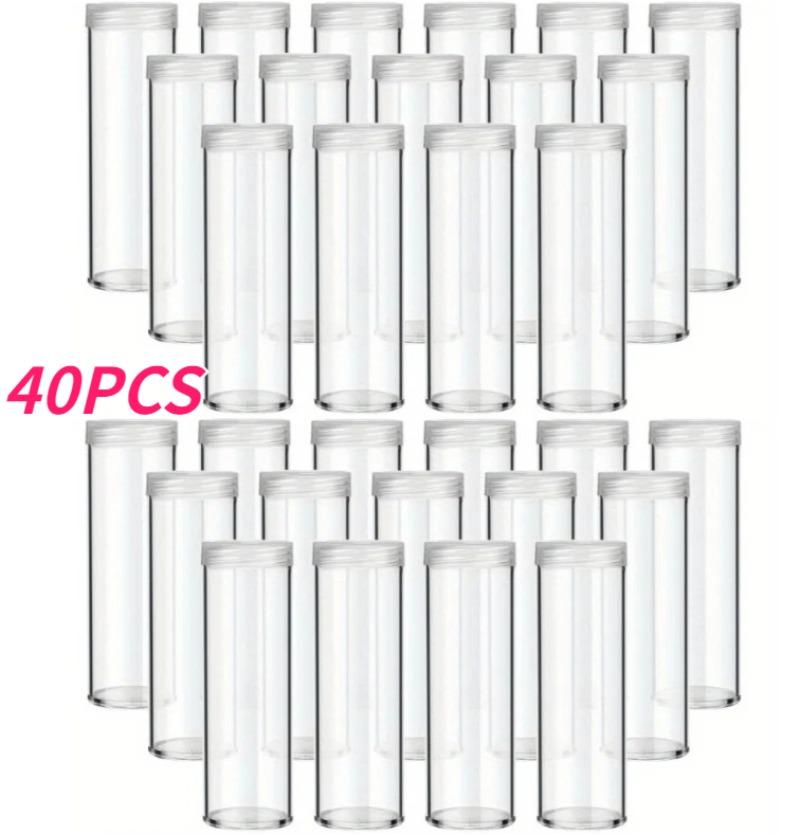 20pcs Clear Coin Storage Tubes with Airtight Screw Cap Heavy-Duty Transparent Organizer Tube Crushproof Dustproof Coin Organizer