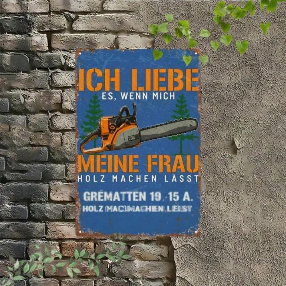 Vintage Metal Sign German Chainsaw 20x30cm Farm Home Decor