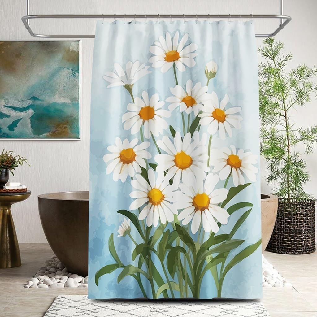 

1Pcs Chrysanthemum Print Bathroom Polyester Waterproof Shower Curtain Home Kitchen Door Curtain For Bathroom W60H190(CM)-1 Pcs