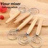 Modern Simple Wooden Egg Beater With Stainless Steel Mixing Rod For Kitchen Daily Use