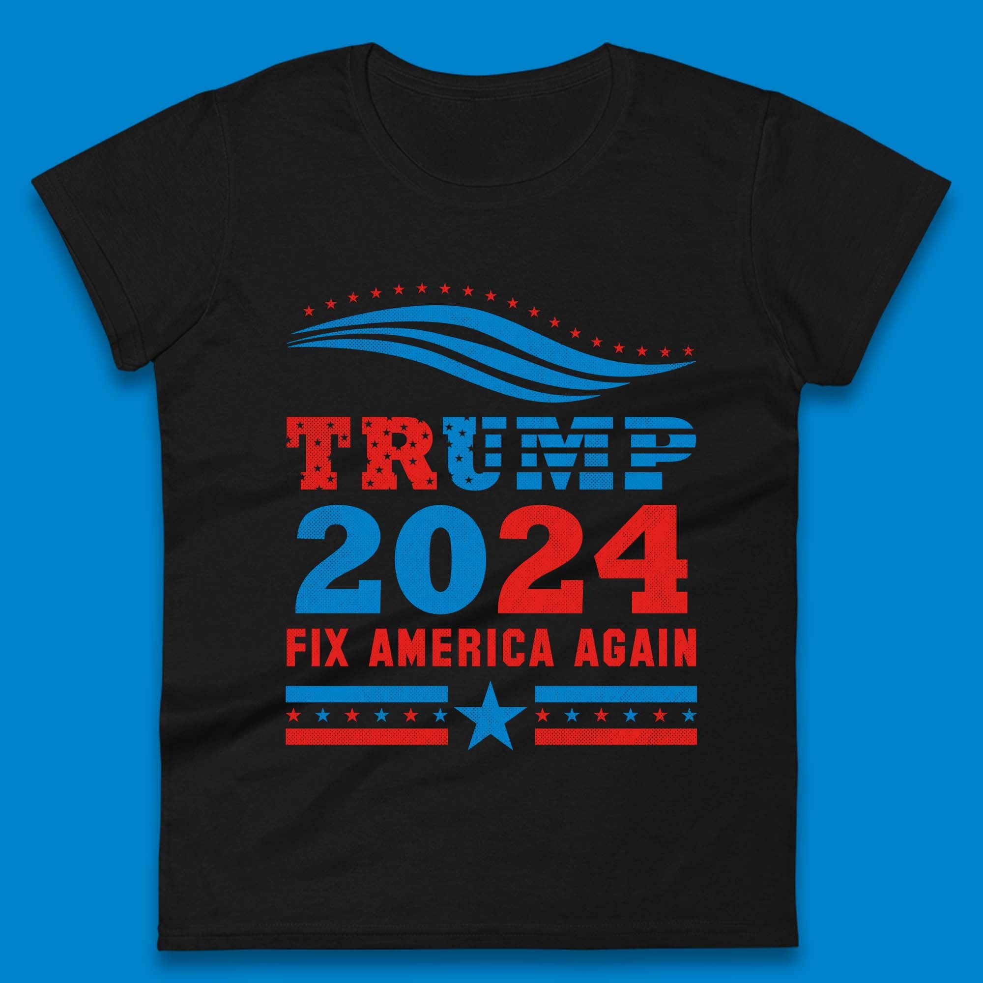 

Trump 2024 Fix America Again Womens T-Shirt Mens Tops Tees Unisex XL