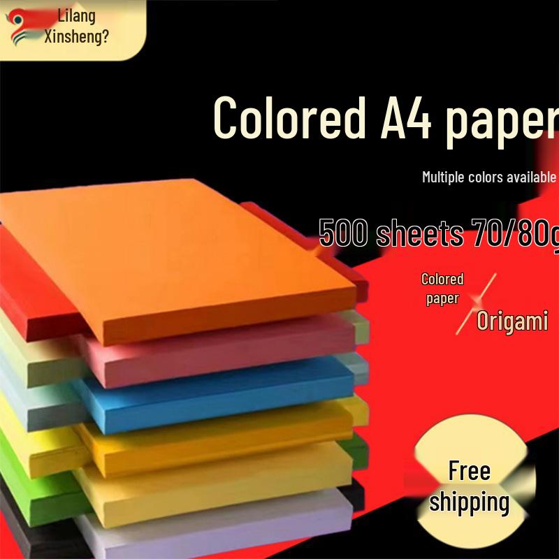 Papier Coloré A4 - 80g, 500 Feuilles, 25 Couleurs, Idéal pour le Bureau, l'Impression, la Reliure et les Étudiants