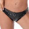 Womens Patent Leather Briefs O-Ring Zipper Crotch Low Waist Stage Costume