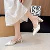 Fashion High Heels Women Patent Leather Pointed Toe Bow One Strap Temperament Block Heel Single Shoes Women Gentle Bridesmaid Shoes