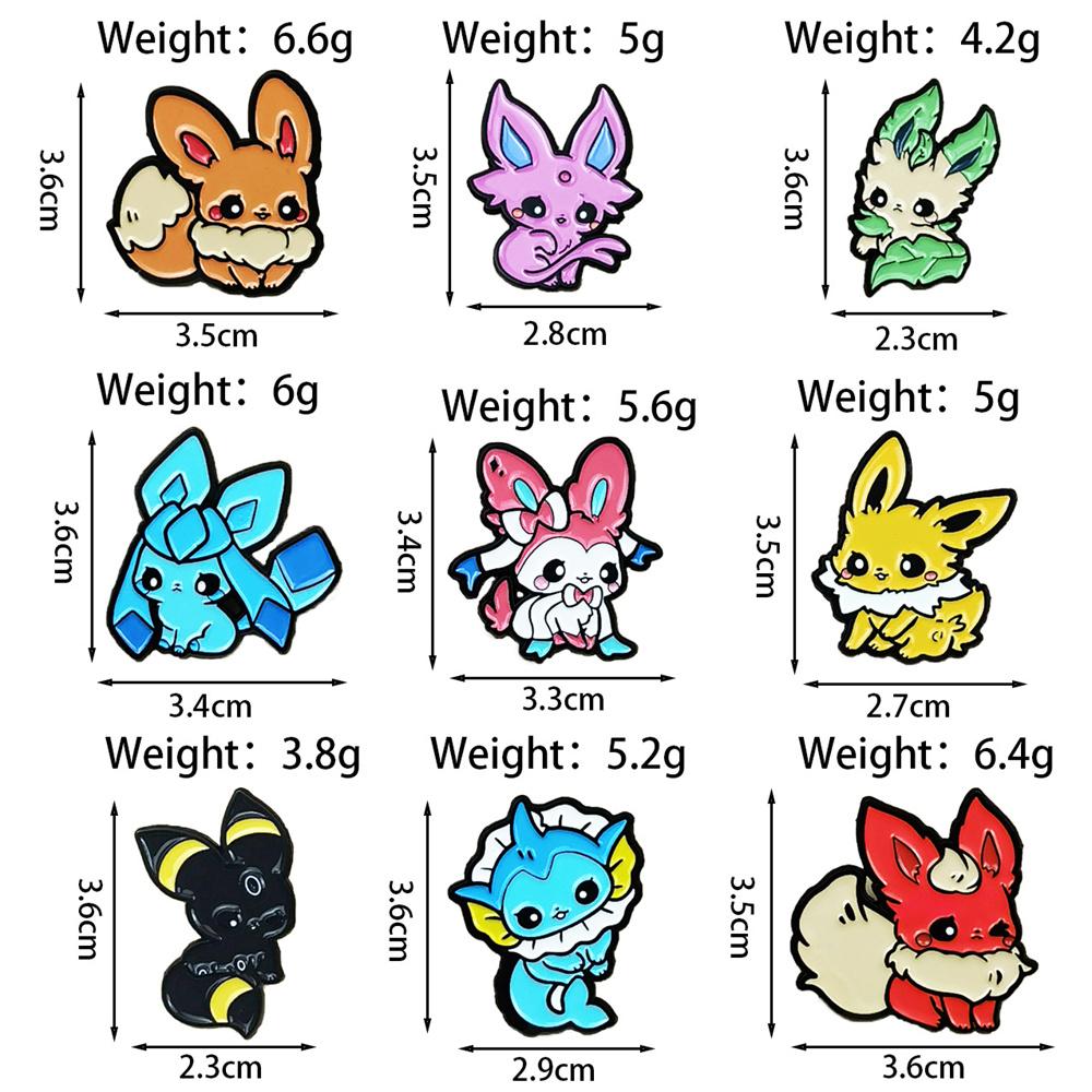 9Pcs Anime Pokemon Lapel Pins Cute Eevee Evolution Enamel Pins Set for Backpacks, Hats, Jackets Perfect Gift for Pokemon Lovers