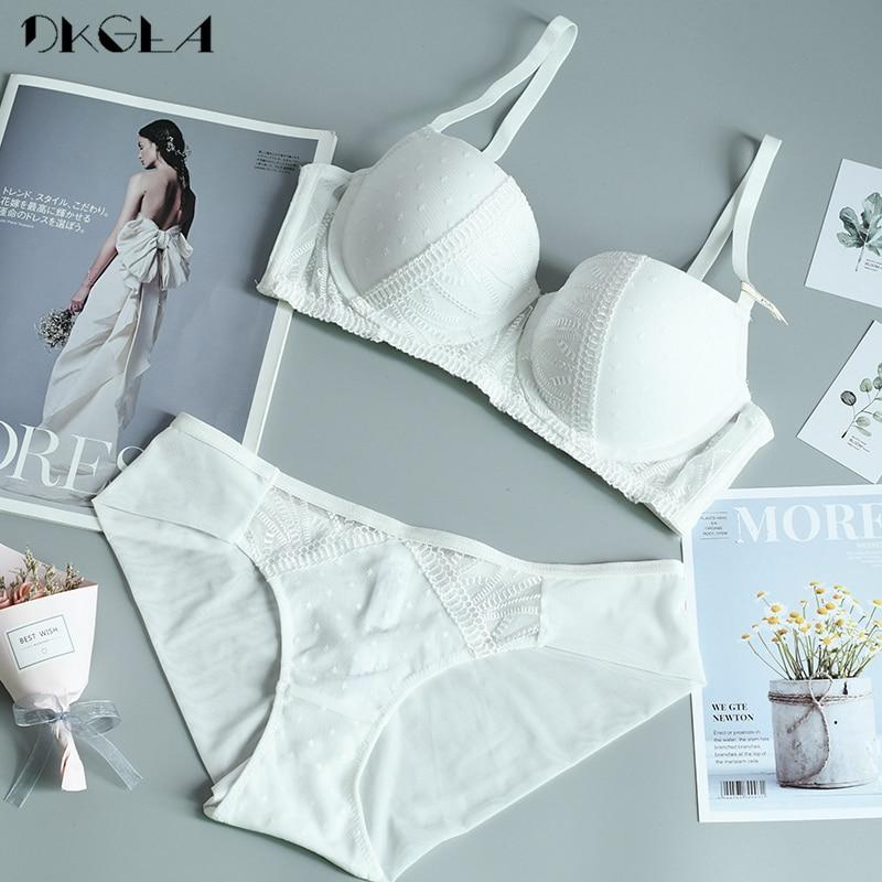 DKGEA Set de lenjerie intima pentru femei la moda Sutien gros din dantela sutien push up sexy