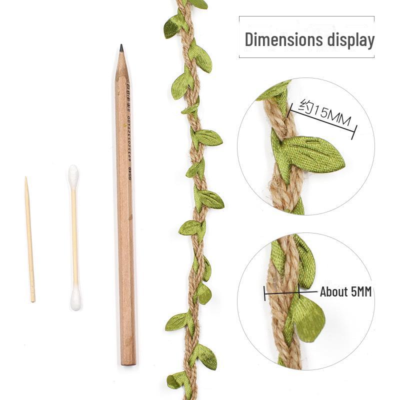 10m DIY Rattan Green Leaves with Hemp Rope for Kindergarten Decor