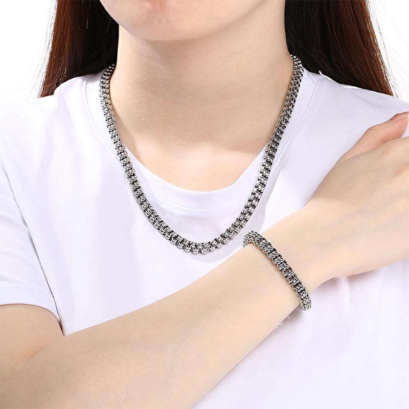 KALEN Gold Color Double Row Stainless Steel Bracelet for Men Hip Hop Cuban Link Necklace Extension Thick Waterproof Jewelry Gift