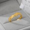 Hot-selling k gold-plated stainless steel leaf ring women's niche design style exquisite fashion personalized ring