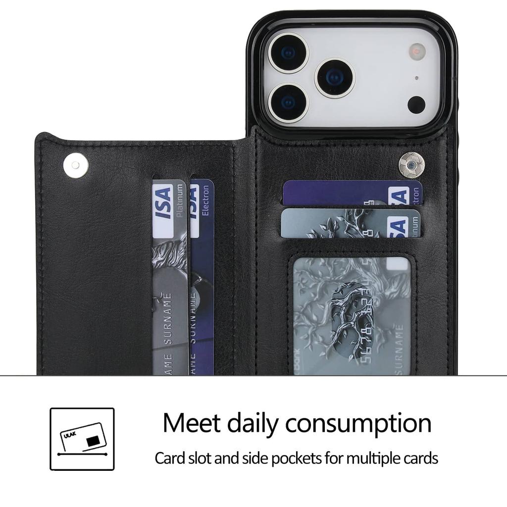 For IPhone 18 17 Pro Max Air Case Luxury PU Leather Wallet Flip Card Holder Cover Shockproof Magnetic Coque Luxury Book Funda