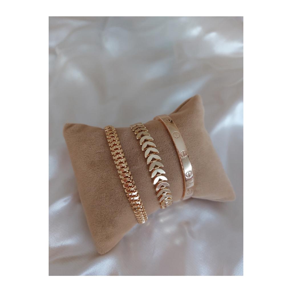 Goldfarben vergoldetes Kombinationsarmband-Set für Damen