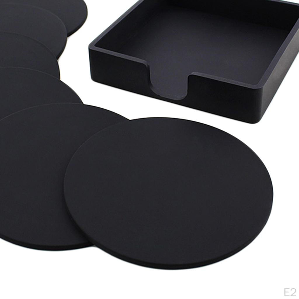 7pcs Colorful Rubber Silicone Coasters Round For Drink Placemat
