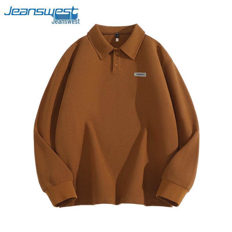 Jeanswest Men's 2025 Autumn Maillard Retro Loose Polo Shirt