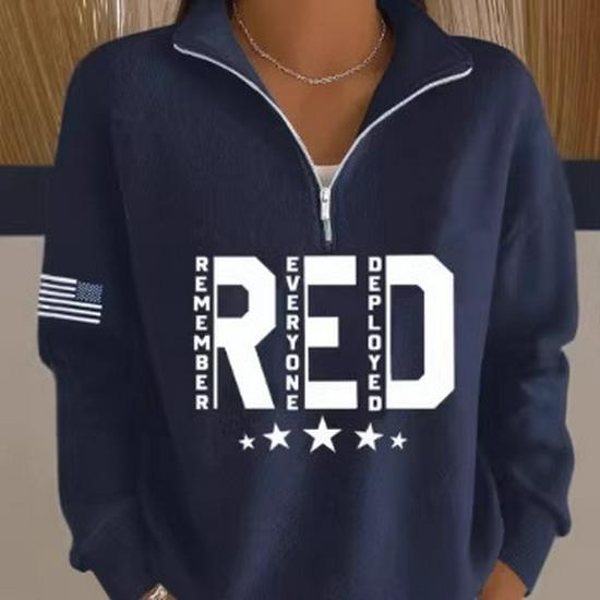 Winter 2026 American Flag Print Women's Half-Zip Hoodie