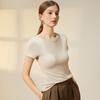 Women's New Jumbo Soft Crew Neck Top Spring Summer Lycra Acetate Wool T-Shirt