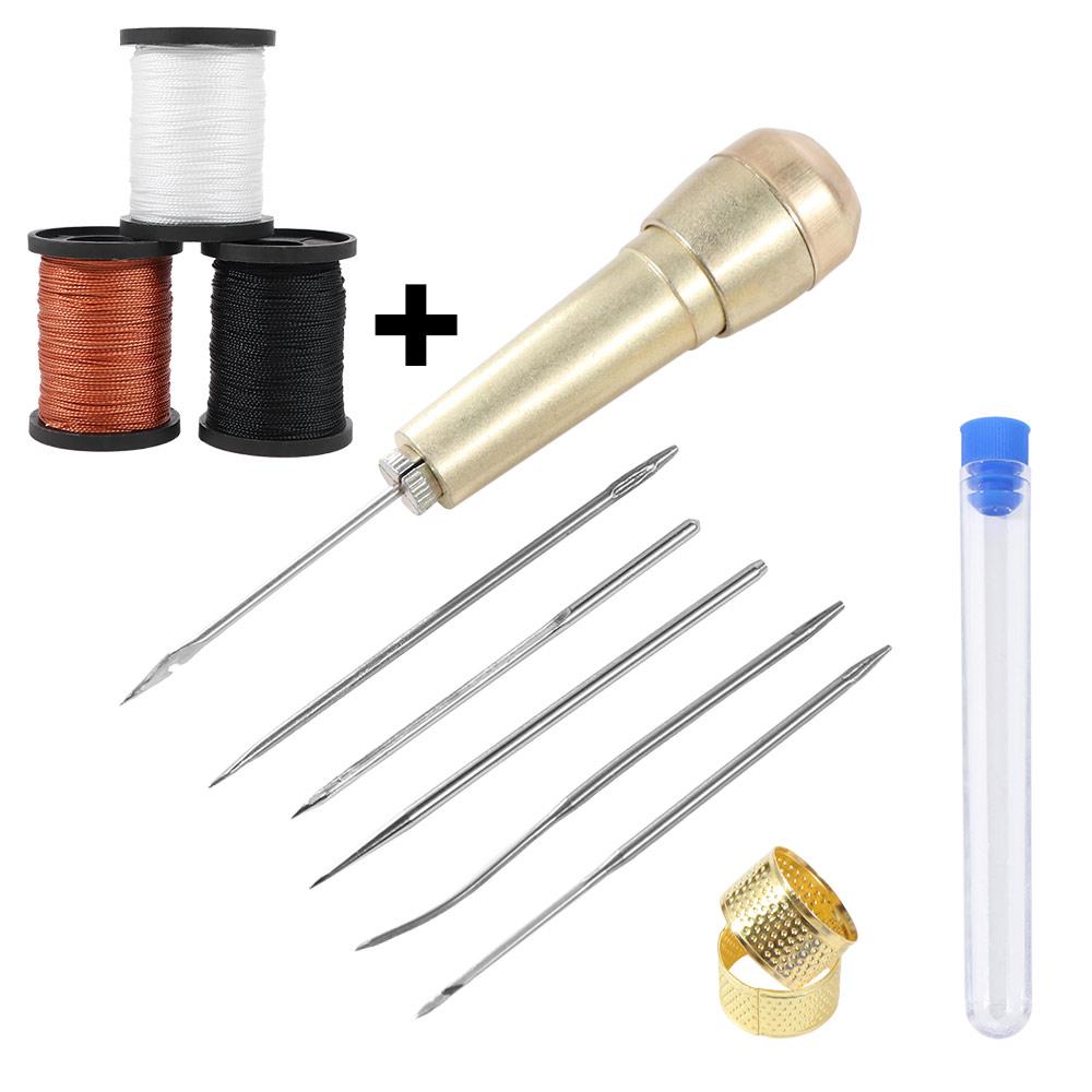 1Set with Copper Handle Handmade Leather Sewing Tools  for Shoes and Leather Repairs