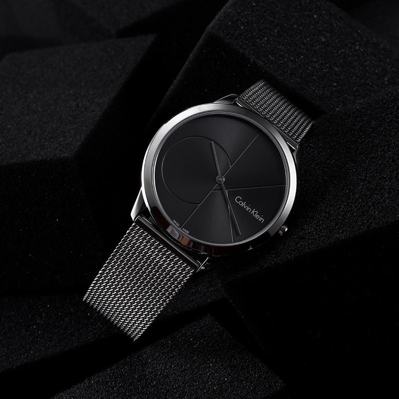 CALVIN KLEIN quartz watch quartz movement stainless steel strap bla dial men's watch K3M21123