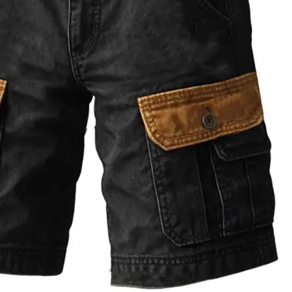 Men's Casual Cotton Washed Distressed Multi-pocket Work Pants Shorts