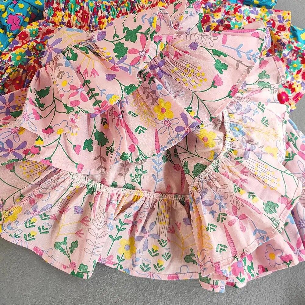 Blumendruck Kinder Mädchen Kuchen Röcke für Kinder Sommer Tutu Ballkleid Rock Baumwolle Kleinkind Kostüm
