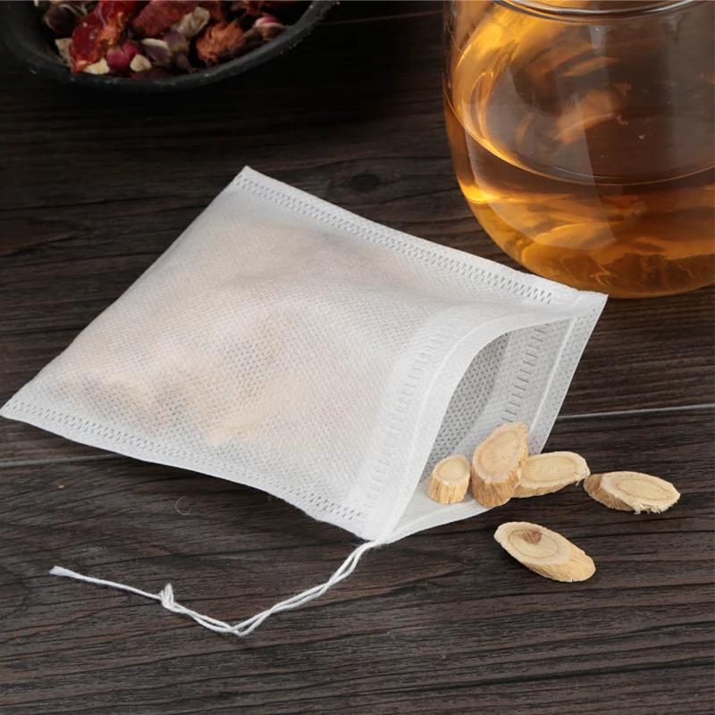 100pcs Disposable Drawstring Teabags Empty Tea Bags for Tea Bag Food Grade Non-woven Fabric Paper Coffee Filters Teaware