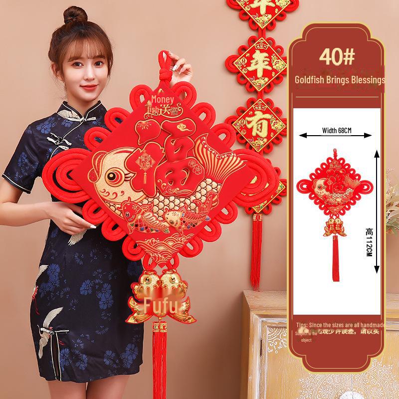 Luxusní přívěsek čínského uzlu se zlatou rybkou pro novoroční požehnání a dekoraci při kolaudaci