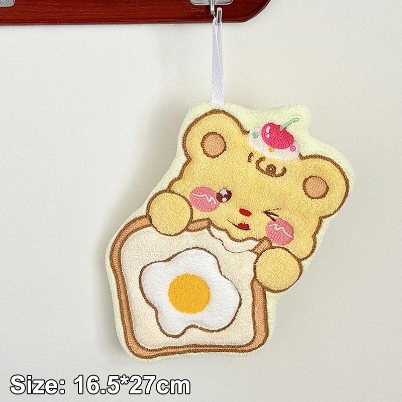 

Cute Little Bear Hand Towel Kitchen And Bathroom Wiping Cloth Double-Layer Thick Household Absorbent Quick Drying Towel