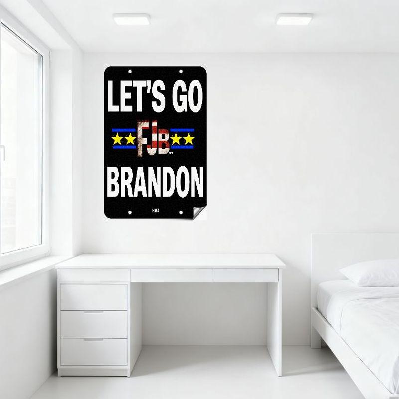FJB PM Brandon Let's Go Metal Tin Sign Political Message Distressed Red White Blue Yellow Decorative Vintage Style for Home Bar