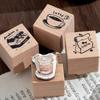 Scatola Set di Sigilli in Legno Stile di Vita Raffinato e Scintillante Tè Retro Versatile Vita Quotidiana Pratico Timbro per Stampa per Diario Manuale