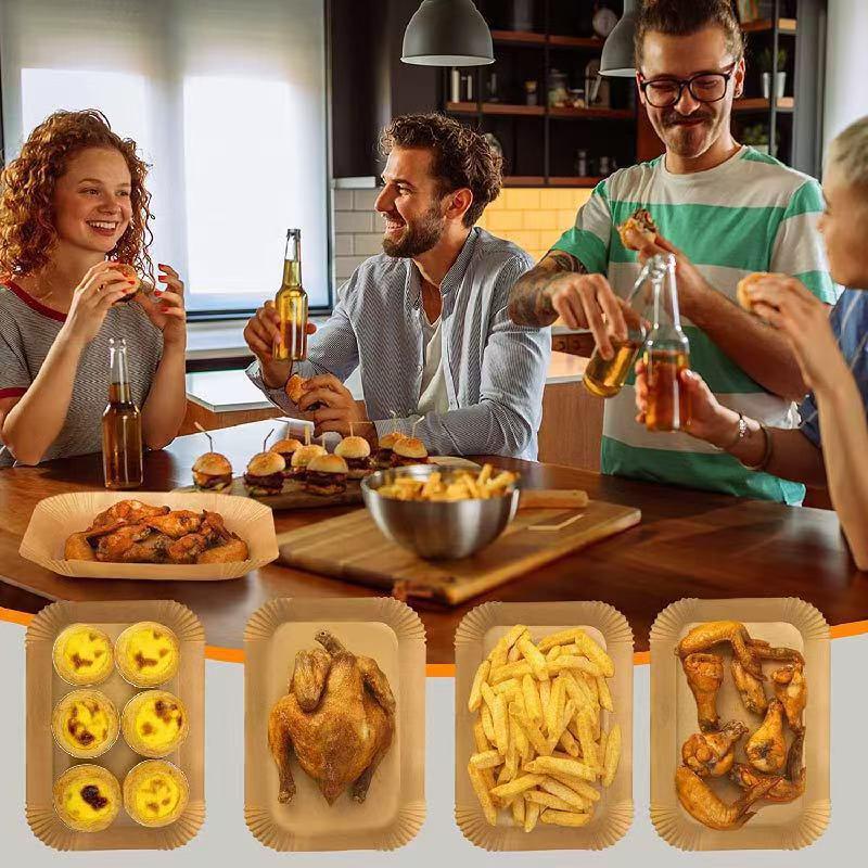 50Pcs Rectangle Disposable Air Fryer Paper Non-Stick Airfryer Baking Paper Liner Oilproof Oven Pad Mat