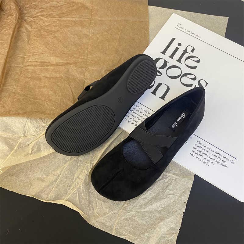 Fashion Women's Fashion Flat Shoes Autumn New Round Head Shallow Mouth Suede Soft Sole Anti-slip Wear-resistant Low-top Shoes
