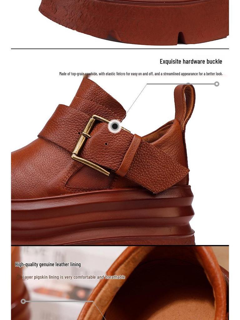 Damskie wszechstronne buty na grubej podeszwie - Premium skóra bydlęca, lekkie podwyższenie, kolekcja Jesień/Zima 2025.